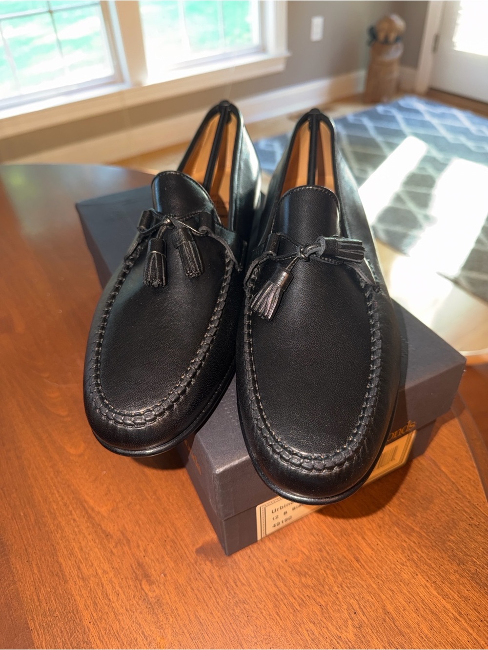 Allen Edmonds Black Leather Tassel Slip-On Loafers